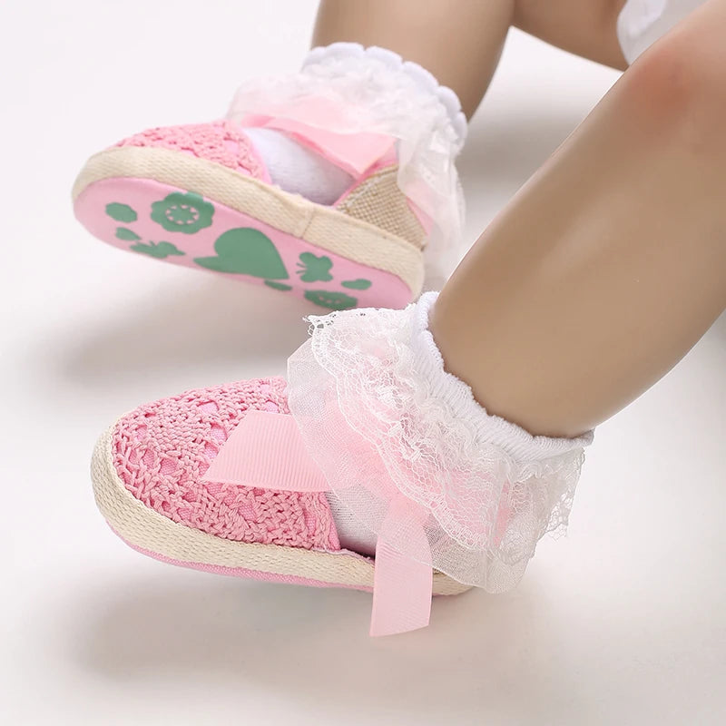 Summer Fashion Baby Shoes 0-18M Girl Baby Bow Casual Sandals Soft Sole Comfortable Baby Walking Shoes