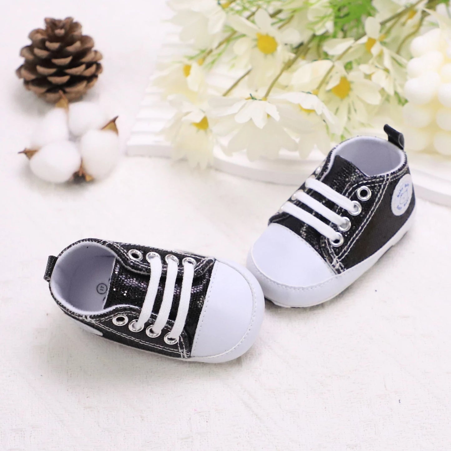 Trendy Comfortable Sequin Sneakers For Baby Boys, Lightweight Non Slip Shoes For Indoor Outdoor Walking, Spring And Autumn