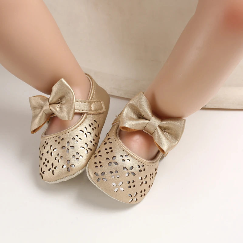 Fashionable Series Baby Shoes Girl Baby Cute Bow PU Princess Shoes Soft Cloth Sole Comfortable Walking Shoes Spring and Autumn