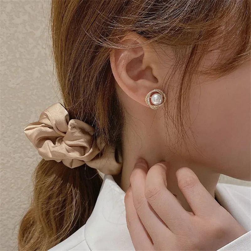 Fashion Imitation Pearl Circle Stud Earring for Women Girl Fashion Elegant Korean Earrings Party Trending Jewelry Wholesale New