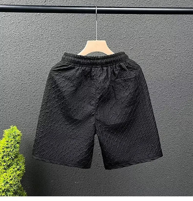 Summer Men's Beach Shorts Korean Fashion Sports Shorts Outdoor Casual Men's Clothing Exquisite Pattern Blue Shorts 2024 New