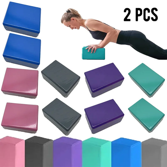 2pc High Density Yoga Foam Blocks Non-slip Solid Color Yoga Balance Fitness Dance Supplies For Yoga Pilates And Meditation