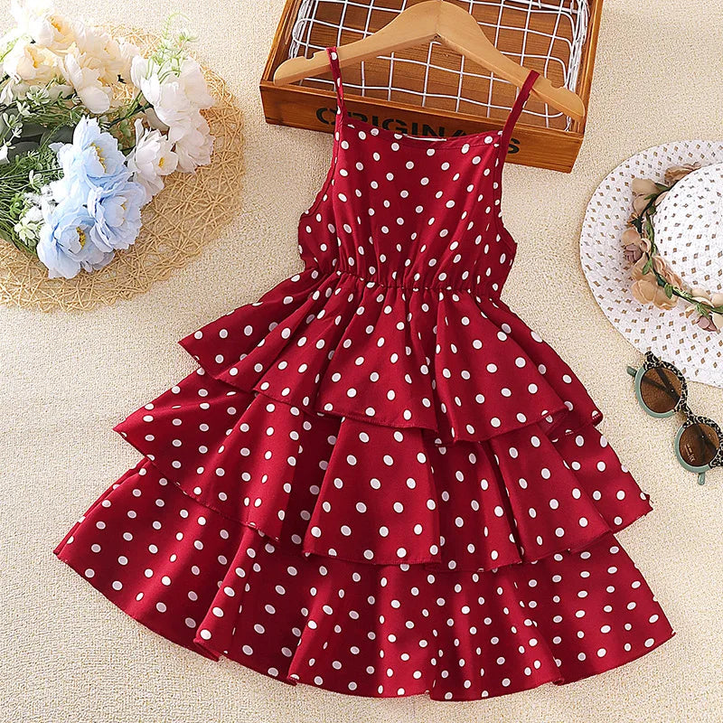 Dress Kids Girls 4-12 Years Black Polka Dot Dress For Girls Stylish Girls Vacation Holiday Clothes Kids Clothes Dress