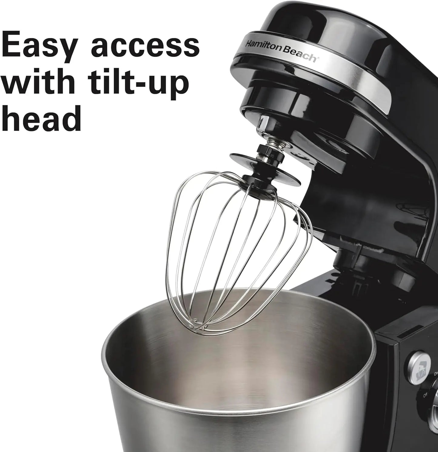 Beach Electric Stand Mixer, 4 Quarts, Dough Hook, Flat Beater Attachments, Splash Guard 7 Speeds with Whisk, Black