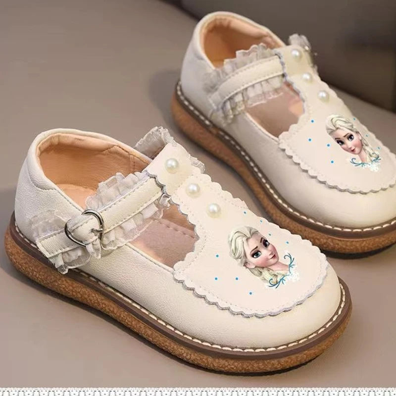 Disney Children's Girls' Leather Casual Shoes Spring Frozen Princess Girls' Soft Sole Non-slip Shoes Baby Shoes Lolita Girls