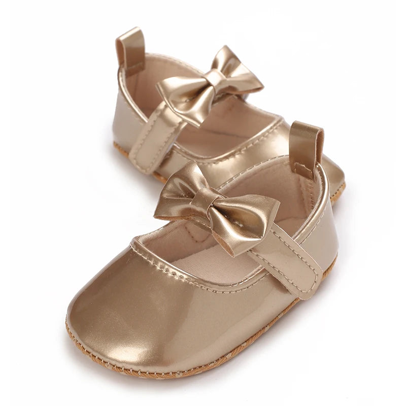 0-18M Girls' Baby Shoes Fashionable Classic Gold Theme Princess Shoes Soft Sole Comfortable Baby Walking Shoes