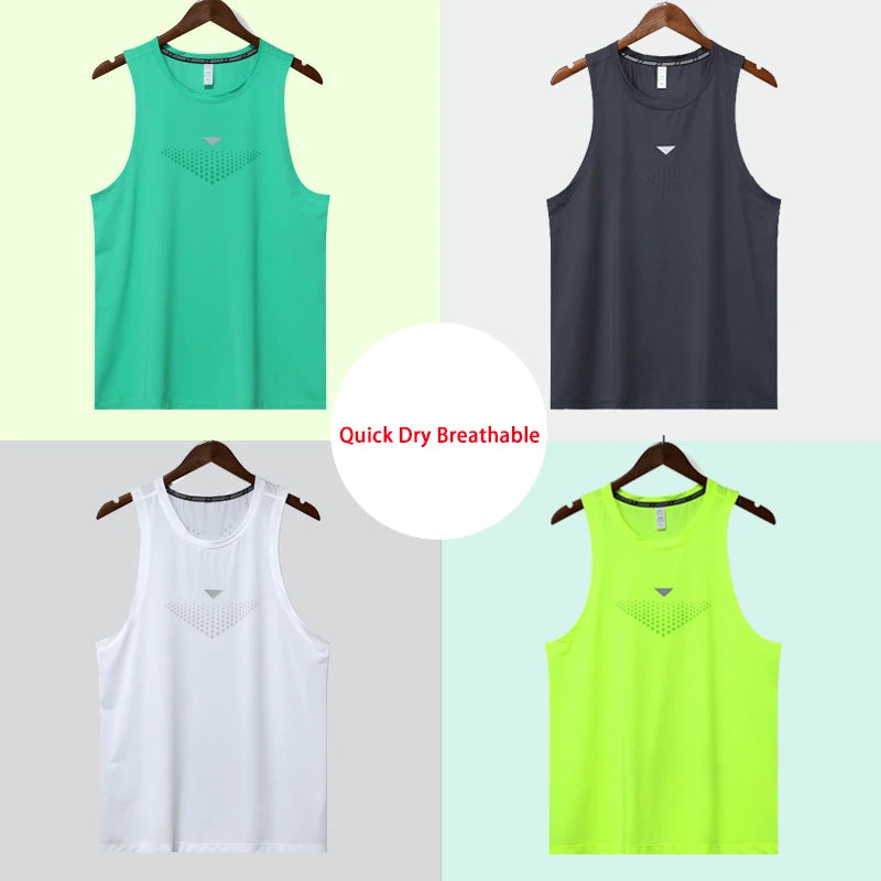 Men Quick Dry Running Sport Vest Loose Fit Basketball Vest Plus Size Gym Singlets Fitness Tops Workout Sleeveless Shirt