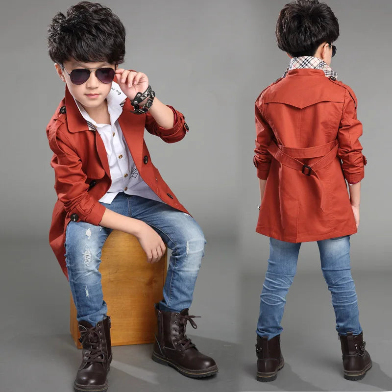 New Boys Winter Coat High Quality Fashion Double Breasted Solid Wool Coat For Boys Kids Wool Coat Jacket Boys Children Outerwear