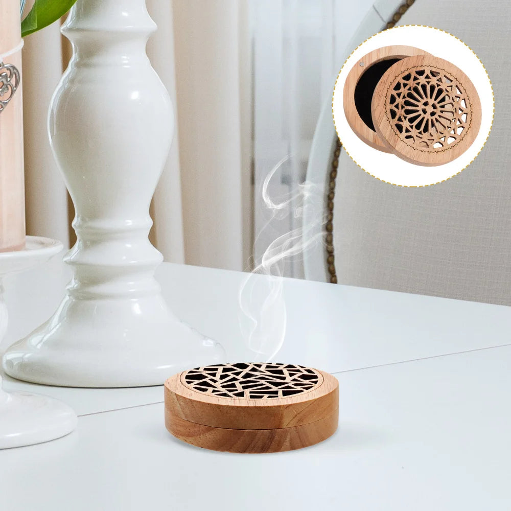 Solid Wood Aromatherapy Box Incense Holder Indoor Ornament Wooden Censer Cone Burner