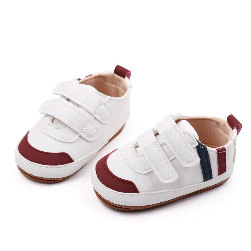 New White Baby Shoes Lovely Bear / Stripes Casual Soft Sole Anti-slip Infant Sports Toddler Boys Girls First Walkers