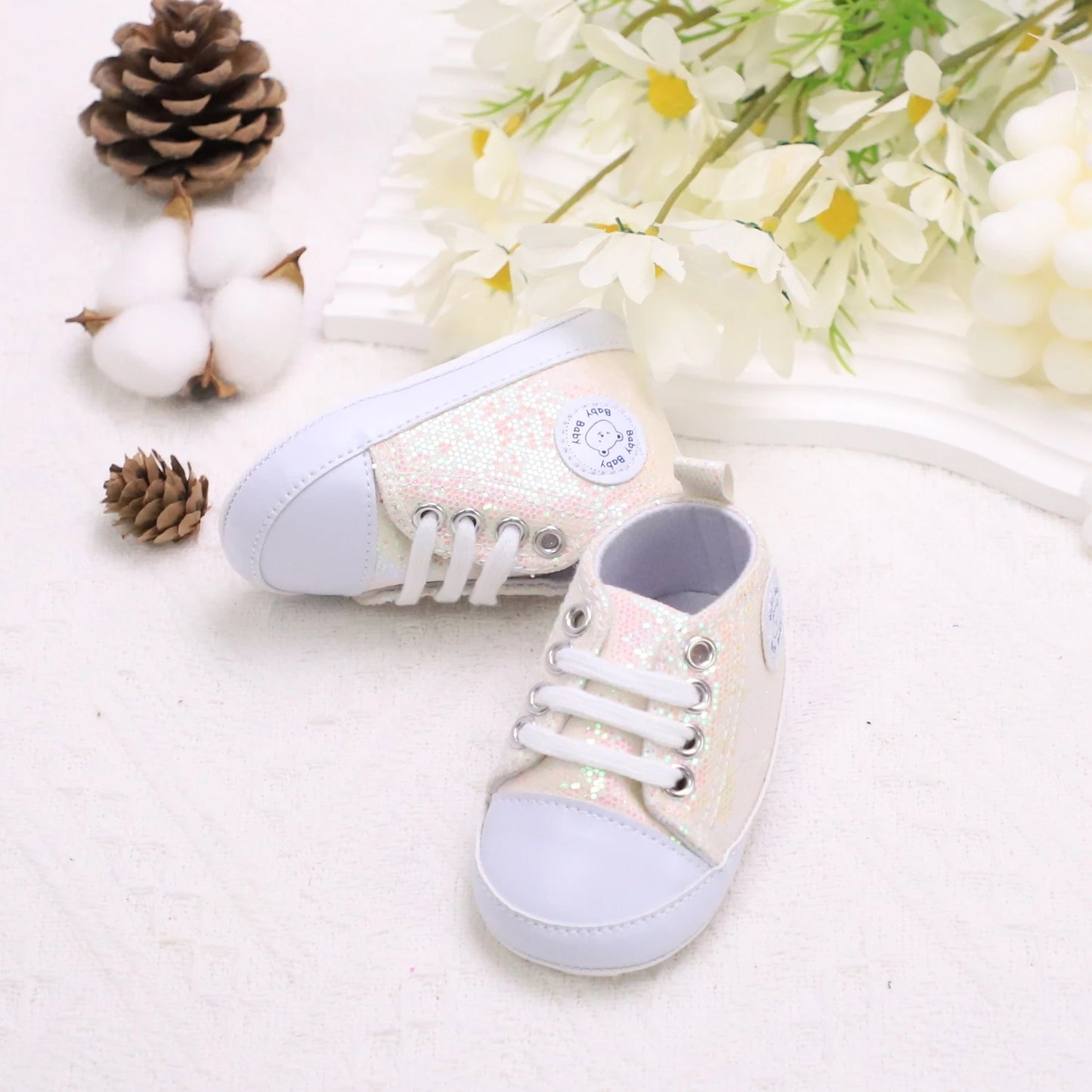 Trendy Comfortable Sequin Sneakers For Baby Boys, Lightweight Non Slip Shoes For Indoor Outdoor Walking, Spring And Autumn