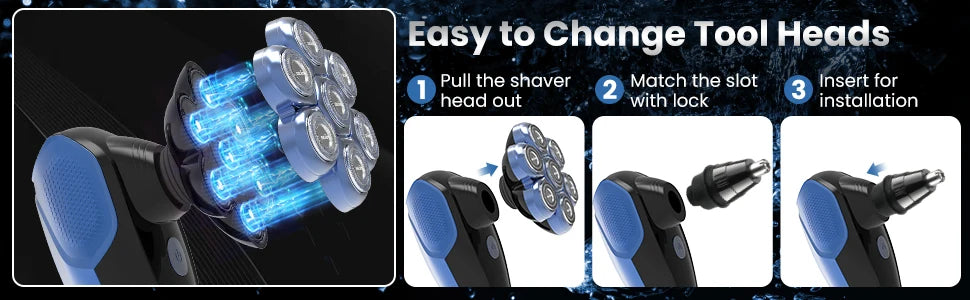 SEJOY 7D 5in1 Electric Shaver Hair Trimmer Bald Head Electric Razor Men Wet Dry