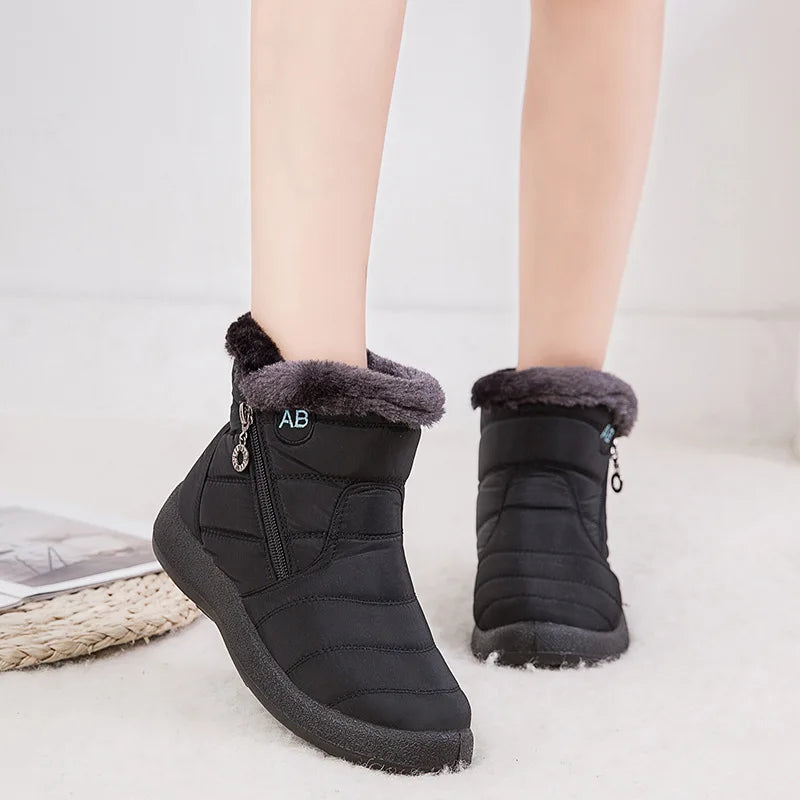 Winter Women Boots Thick Bottom Ankle Boots Women Waterproof Boots Fashion Women Shoes Solid Color Ladies Shoes Female Sneakers