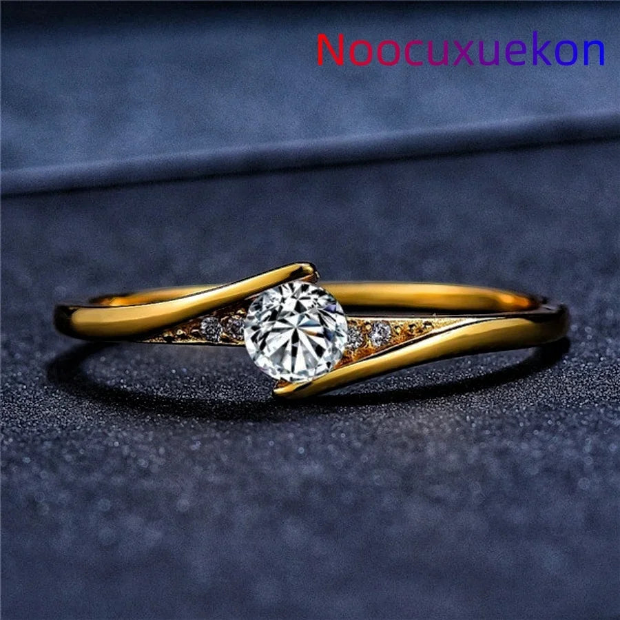 Never Fade White Rhinestone Rings for Women Round Zircon Crystal Rings Bride Promise Engagement Wedding Bands Gift Jewelry