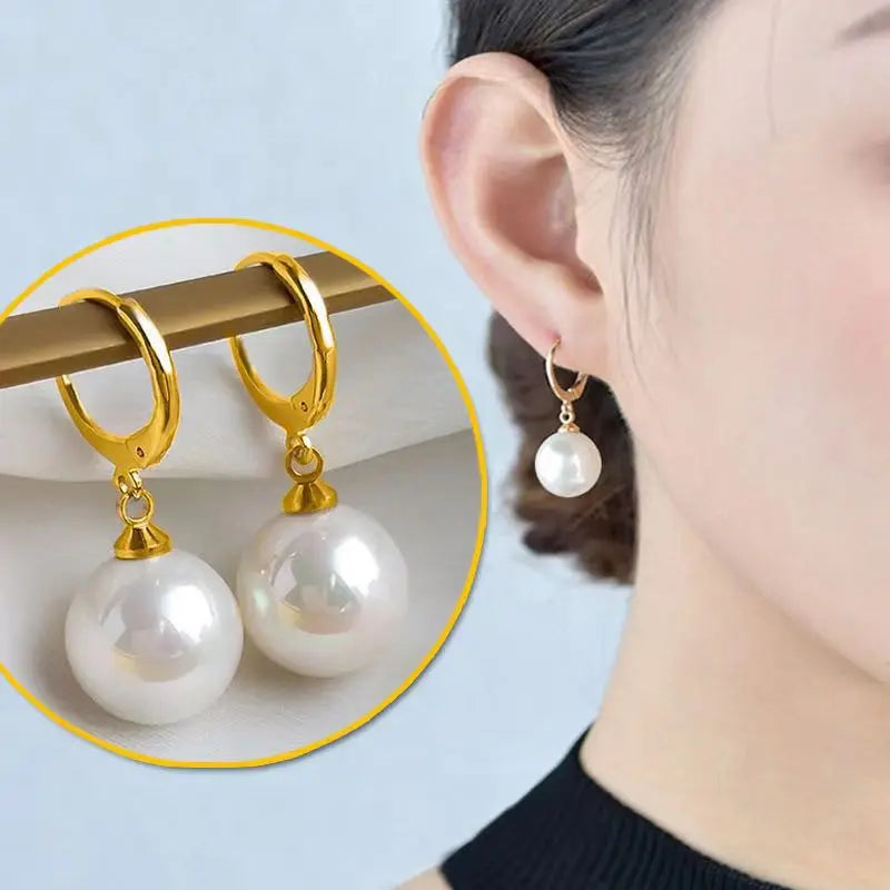 2024 New Fashion Pearl Drop Earrings Buckle Women's Round Hoop Earrings Ladies Accessories Wedding Jewelry Free Shipping