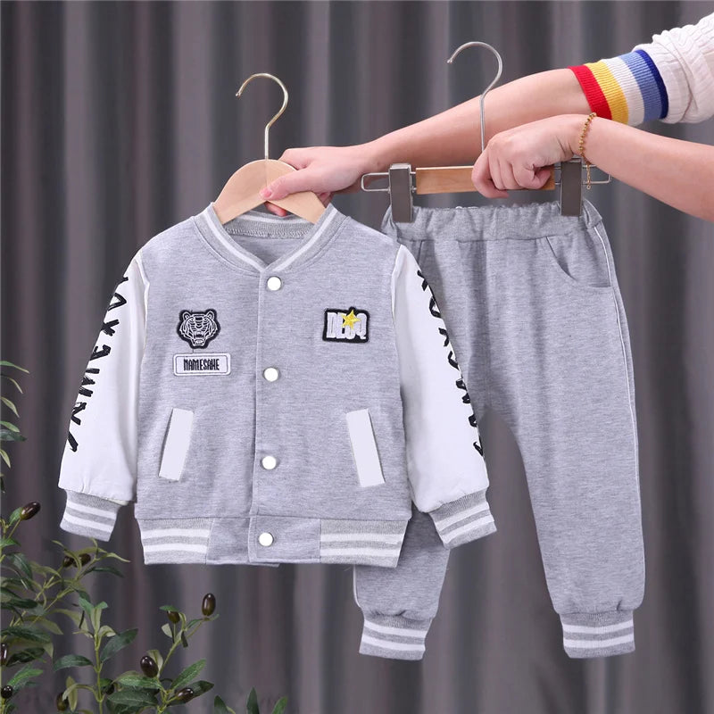 New Kids Casual Clothing Sets Boys Girls Baseball Sports Suit Coat Pant 2Pcs Tracksuit Spring Autumn Thin Baby Outfits 1-4 Years