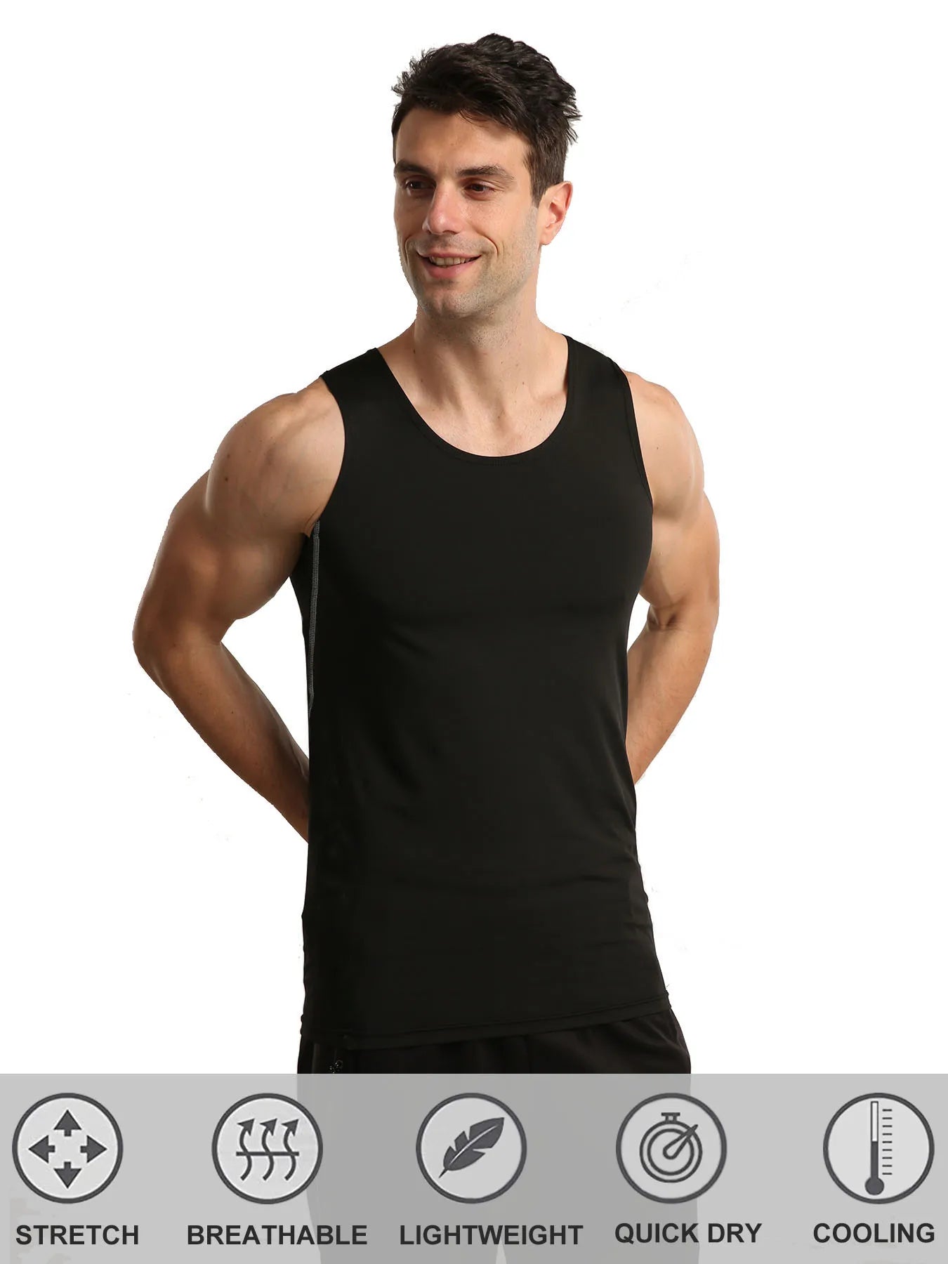 3 Pack Sleeveless Compression Shirt Men Quick Dry Slimming Body Shaper Undershirts Tank Tops Running Workout Athletic Base Layer