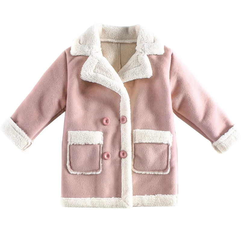 Children‘s Wool Blends Coats for Girls Winter Teenager Snow Wear Fur Outerwear Jackets Thick Warm Coat 6 7 8 9 10 11 12 14 Years