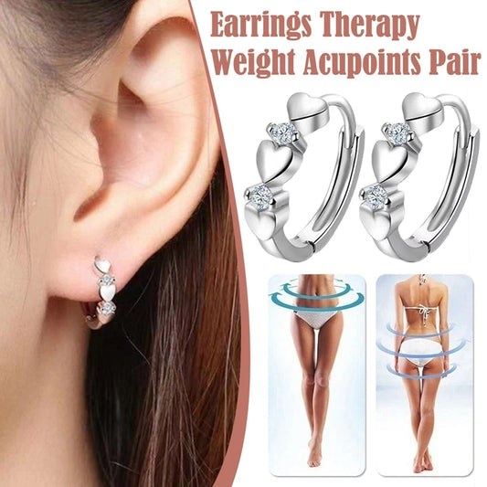 1 Pair Love Heart Cubic Zirconia Earrings Therapy Acupoints Slimming Ear  Magnetic Weight Loss Jewelry Girls Fashion Accessories