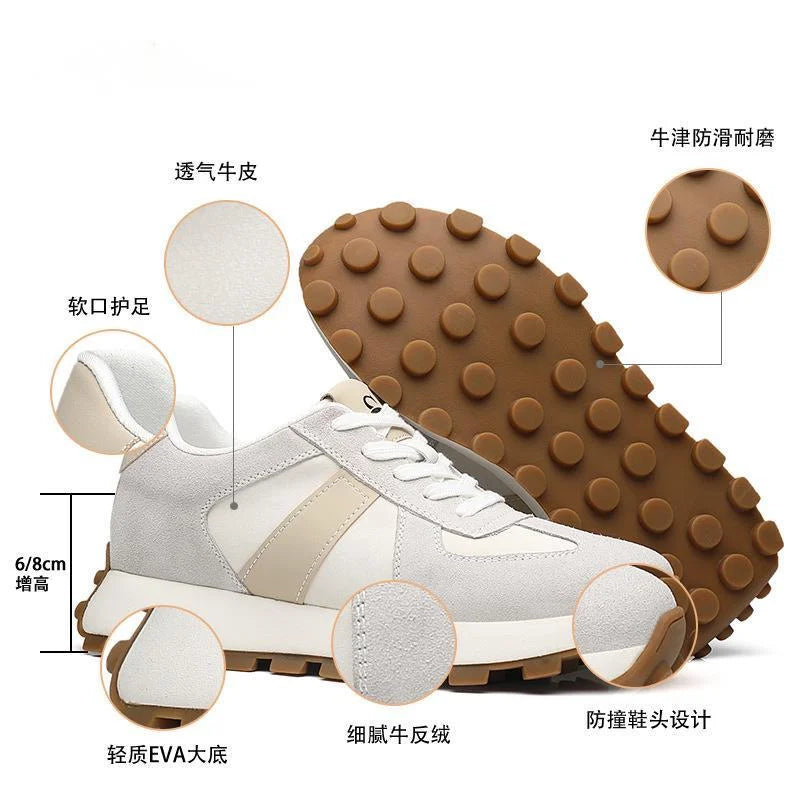 Genuine Leather Men Sneakers Elevator Shoes Hidden Height Increasing Shoes Men 8 6CM Sports Casual Flat Oxfords Man Heightening