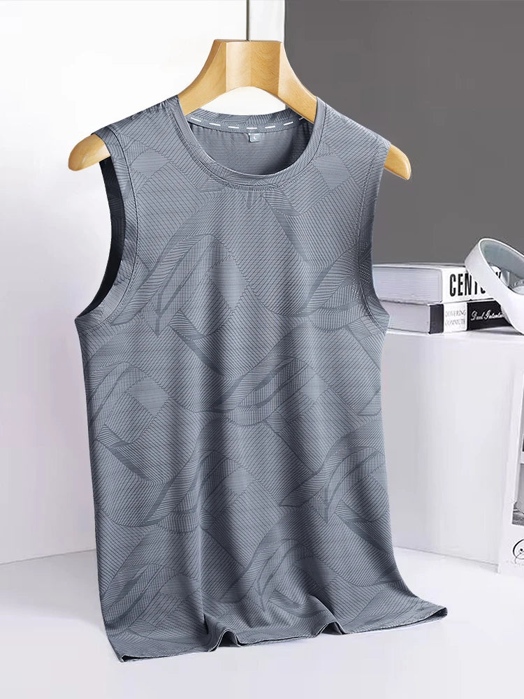 8xl 7xl 6xl New Big Size Ice Silk Classic Tank Tops Men Sleeveless Shirt Black Blue Tees All-Match Quick-Drying T-Shirt