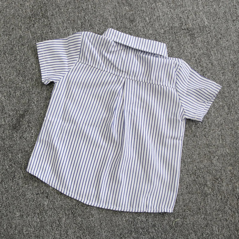 Summer Children Baby Clothes Short Sleeve Striped Shirt Pants Gentlemen Elegant Suit Kids Tracksuit For Toddler Boys Casual Sets