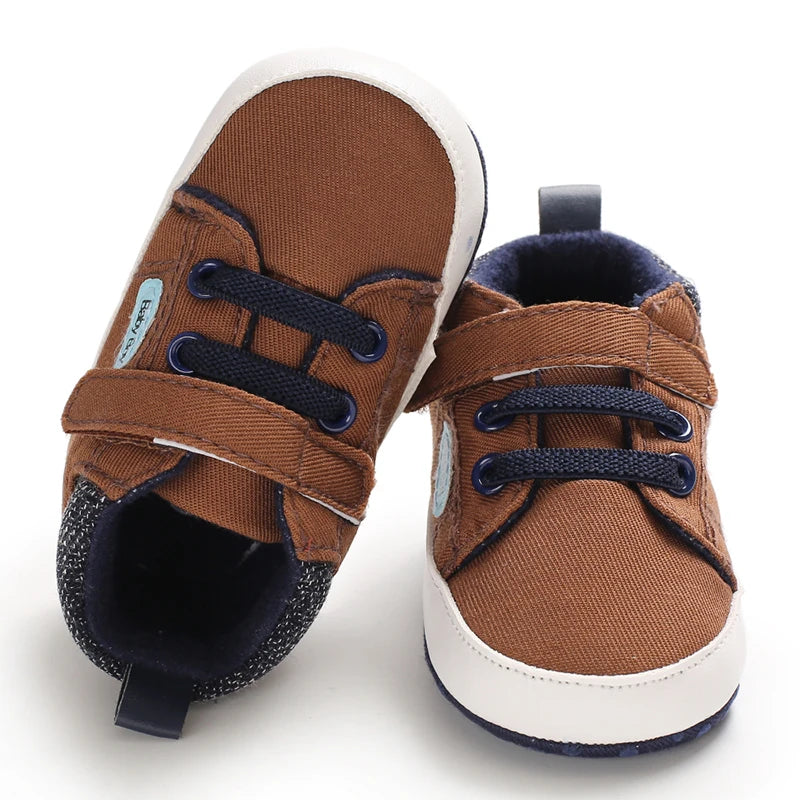 Baby Canvas Classic Casual Shoes Newborn Baby PU Leather Multi-Color Sneakers Non-Slip Cloth Bottom For Boys Girls First Walkers