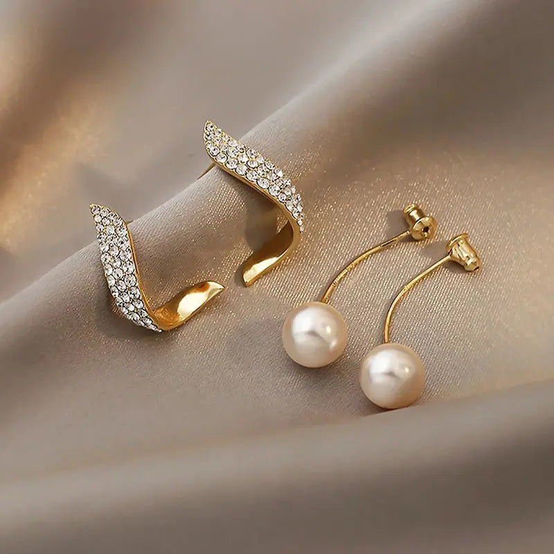 New Elegant Classic Imitation Pearl Drop Earrings For Women Crystal Tassel Long Exquisite Dangle Earring Wedding Party Jewelry