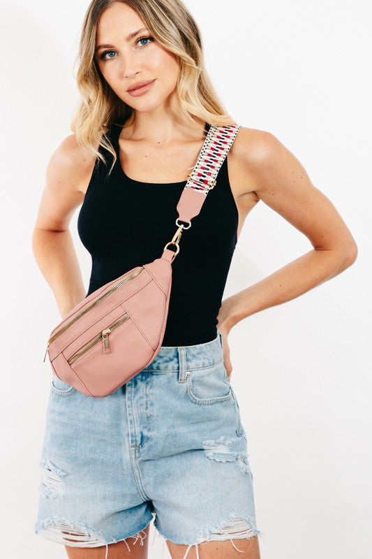 Fame PU Leather Crossbody Bag with Removable Strap