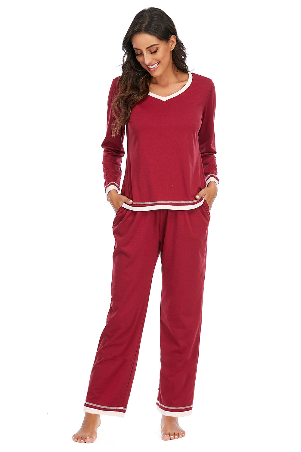 V-Neck Top and Pants Lounge Set