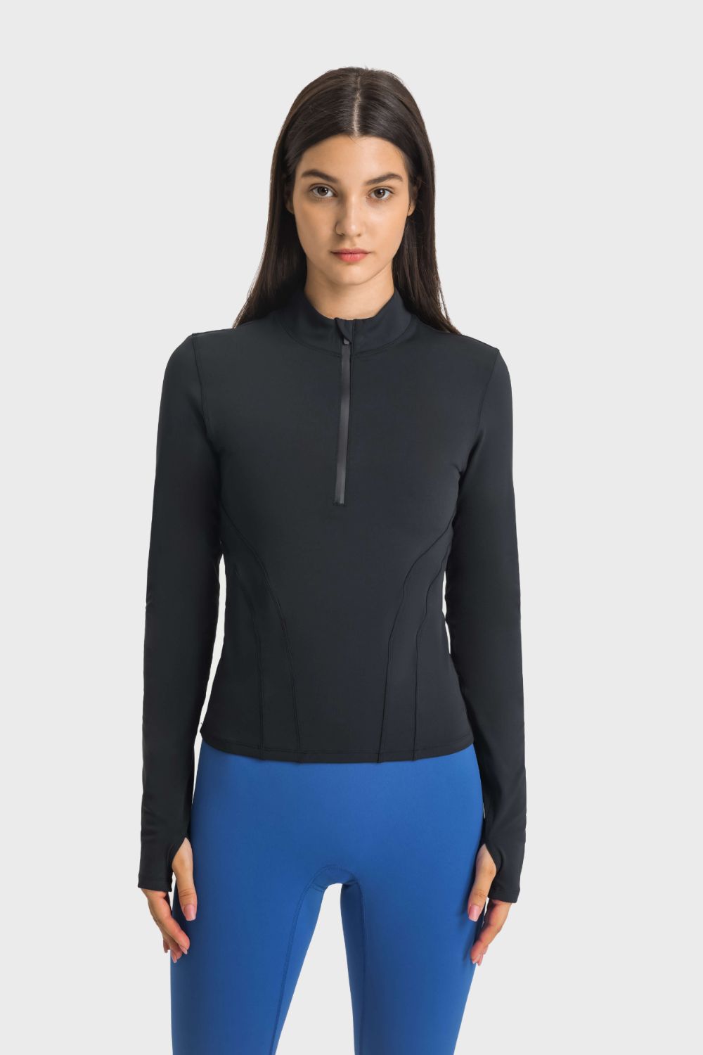 Millennia Half Zip Thumbhole Sleeve Sports Top