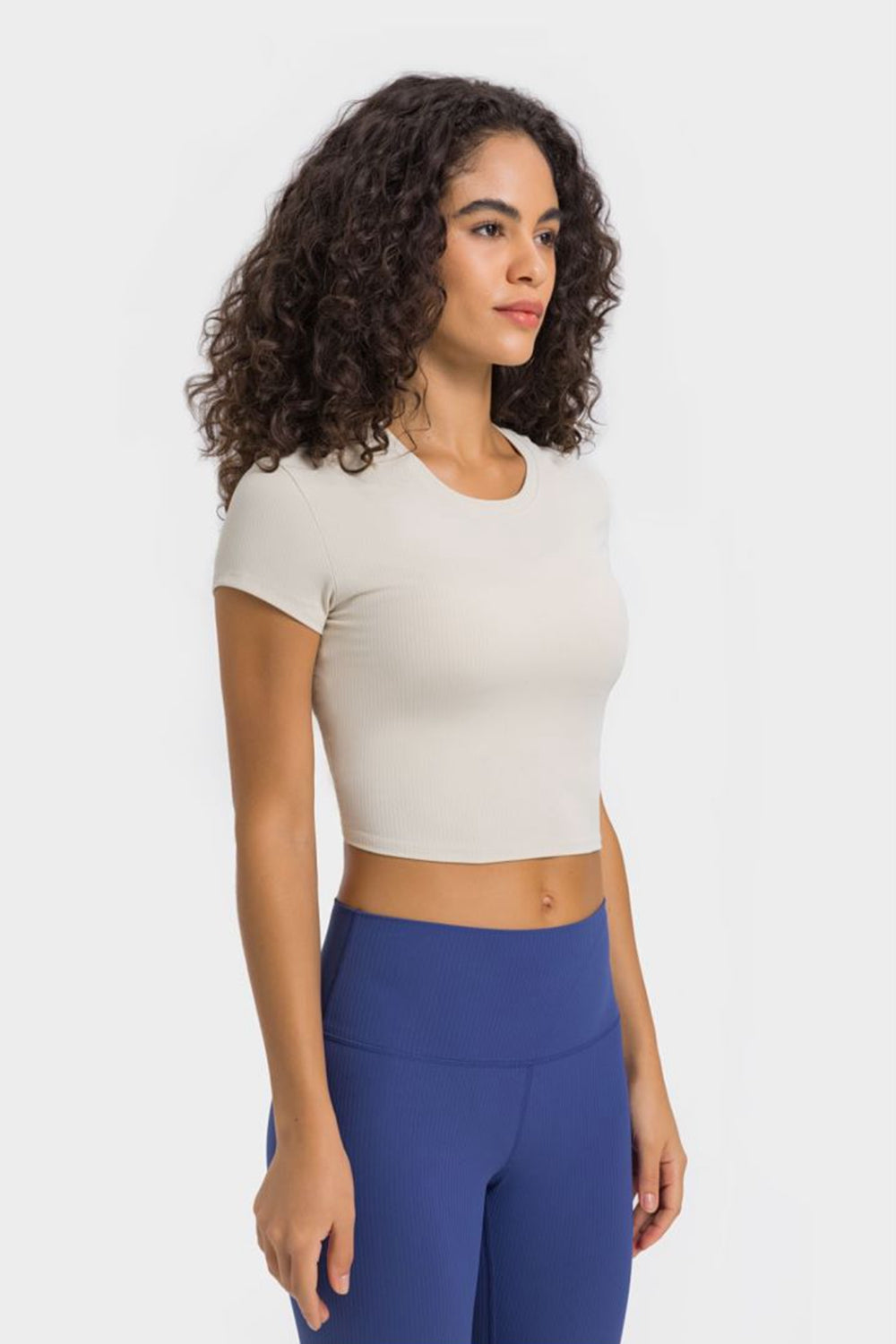 Millennia Round Neck Short Sleeve Cropped Sports T-Shirt